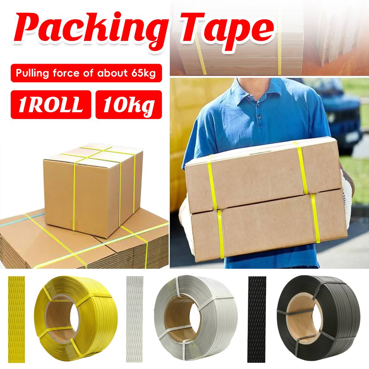 Plastic Steel Strapping Band 65kg for Shipping