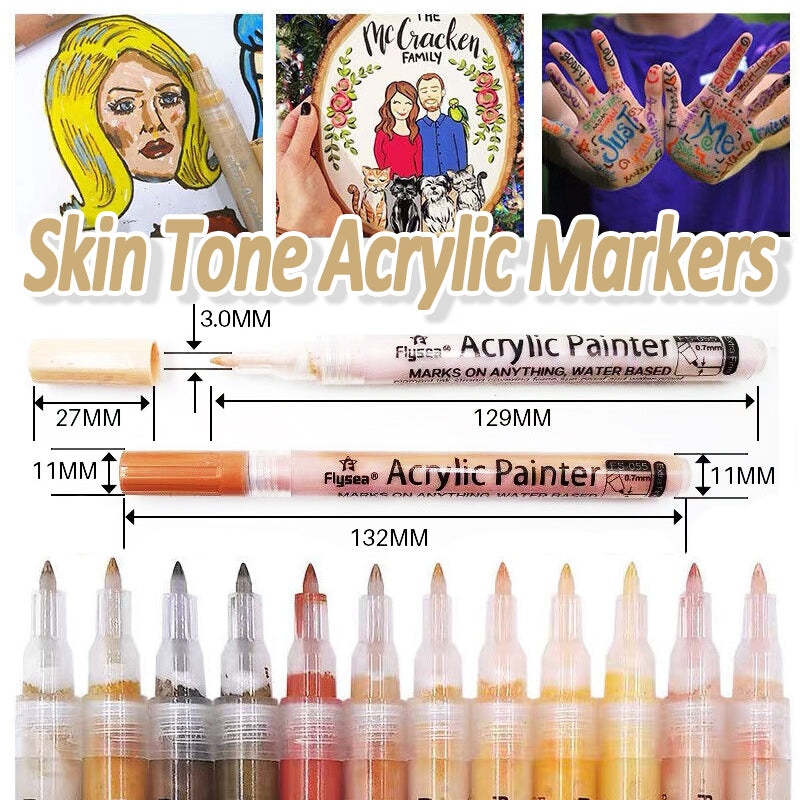12 Pcs Acrylic Paint Pens Water-Based for Skin Rock Ceramics