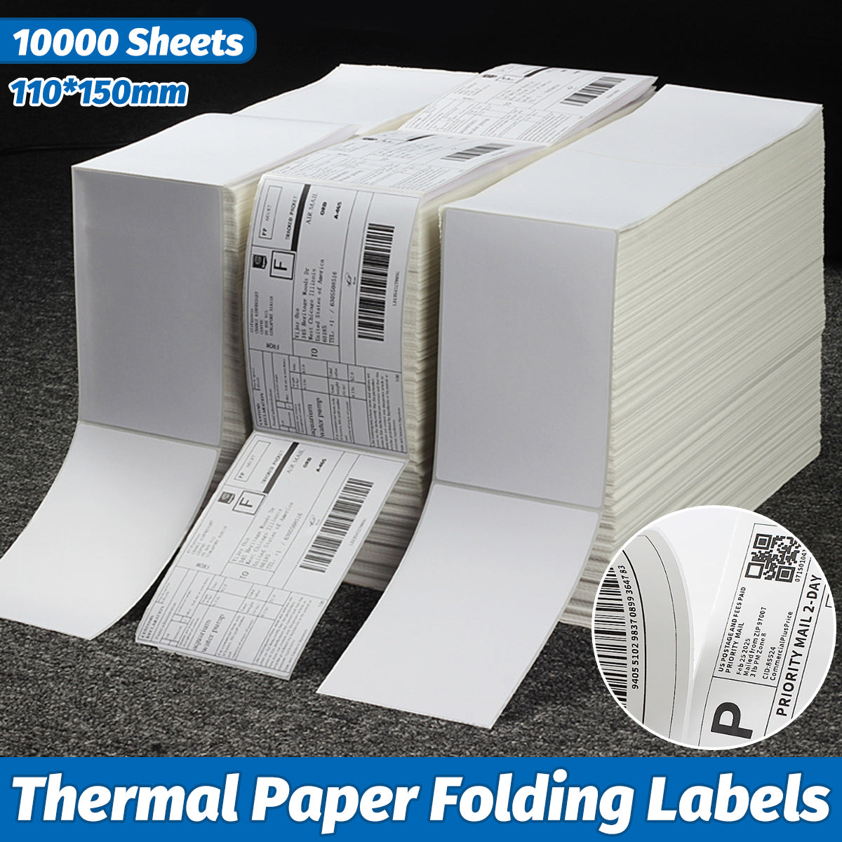 10000 Sheets Thermal Paper Foldable Labels Multipurpose Self Adhesive Set