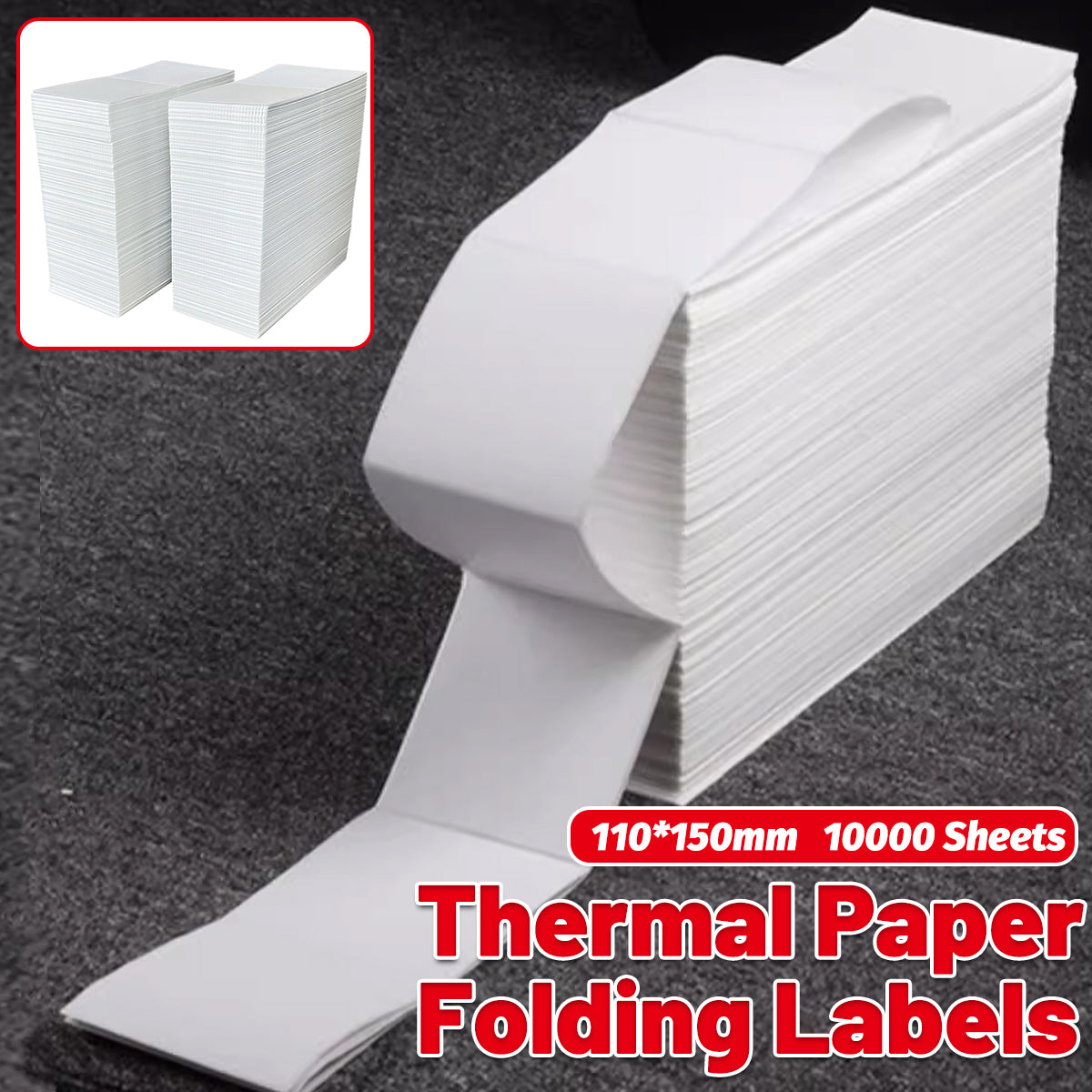 10000 Sheets Thermal Paper Foldable Labels Multipurpose Self Adhesive Set