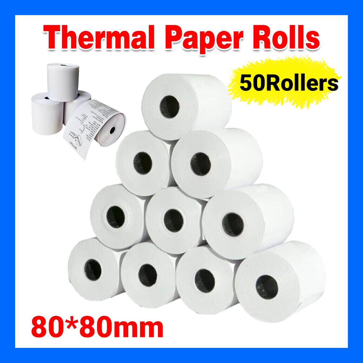 50 Rolls 80x80mm Thermal Paper Cash Register Receipt