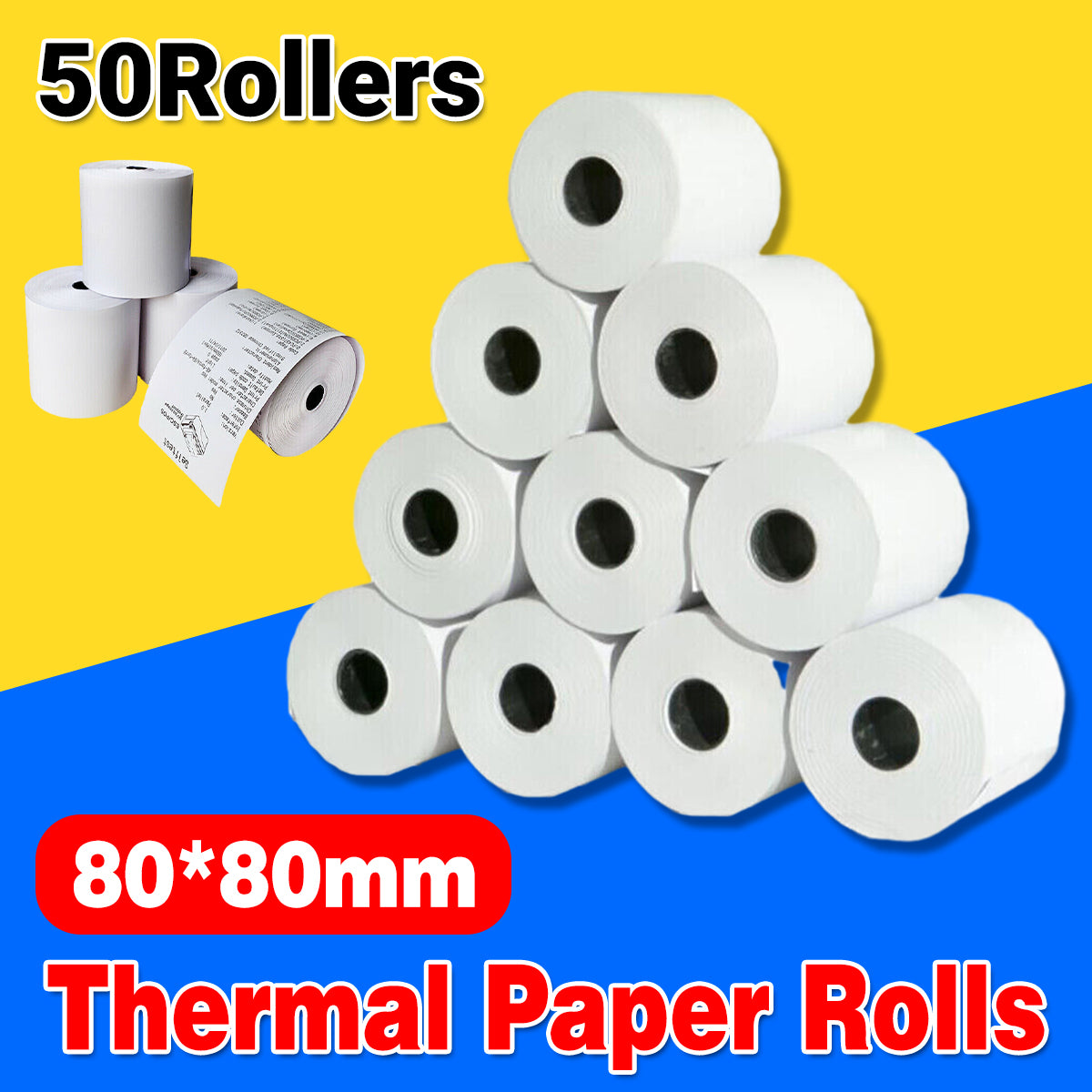 50 Rolls 80x80mm Thermal Paper Cash Register Receipt