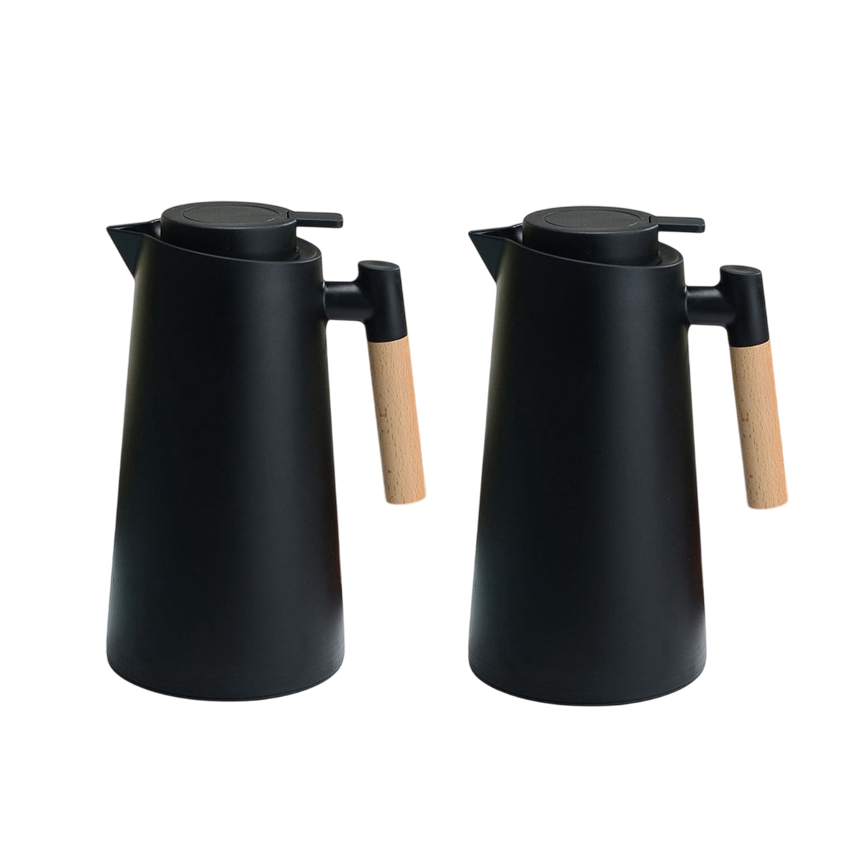2pcs 1000ml Thermal Coffee Pots with Wooden Handle