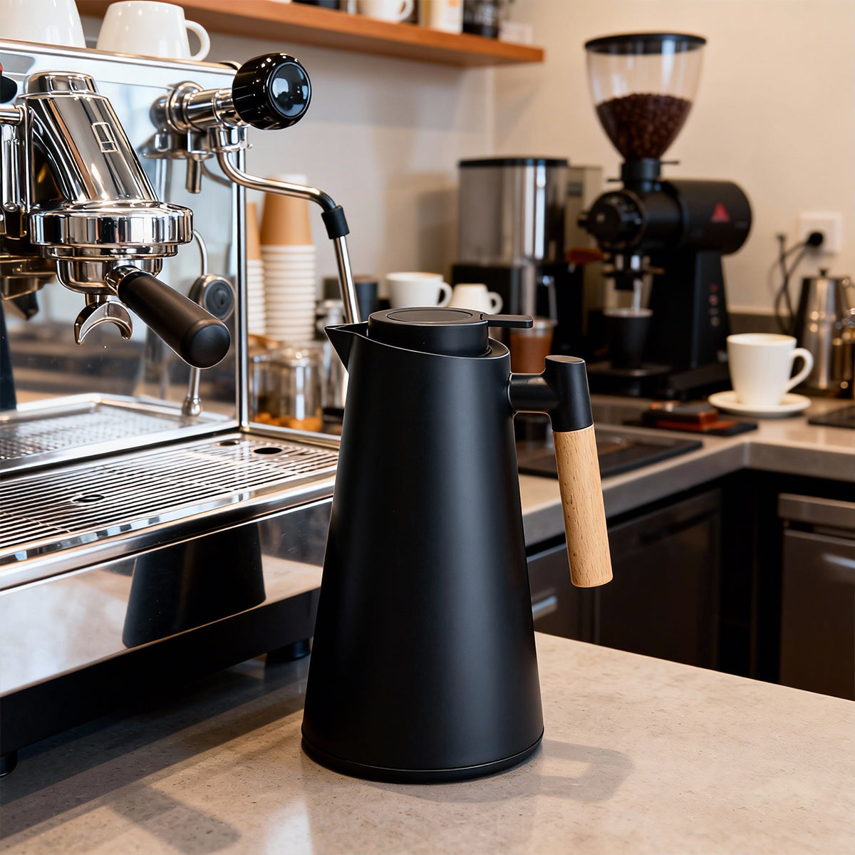 2pcs 1000ml Thermal Coffee Pots with Wooden Handle