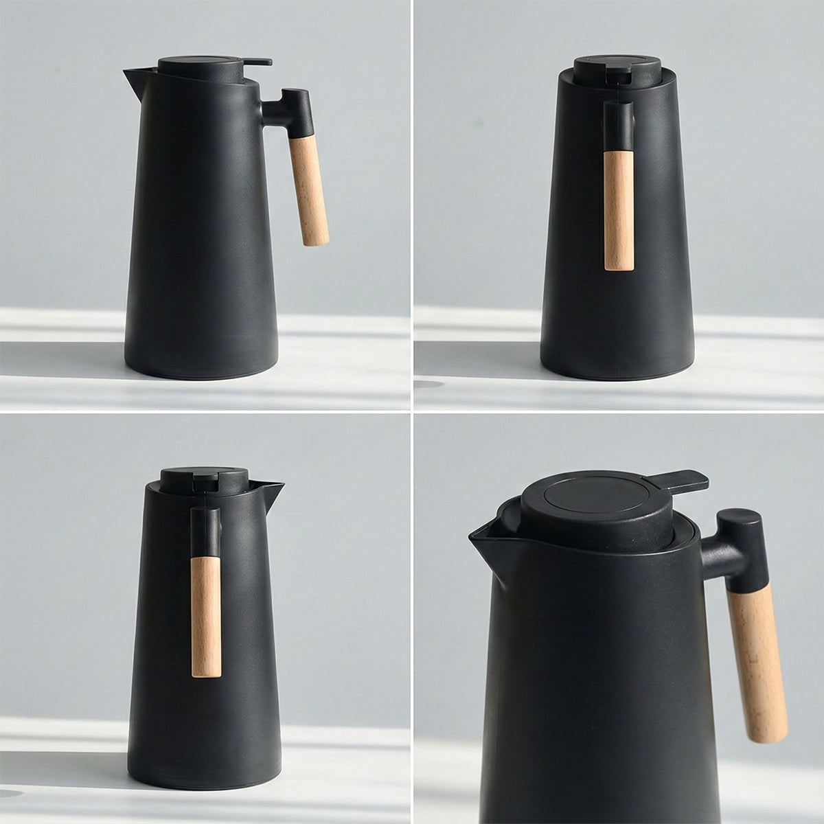 2pcs 1000ml Thermal Coffee Pots with Wooden Handle