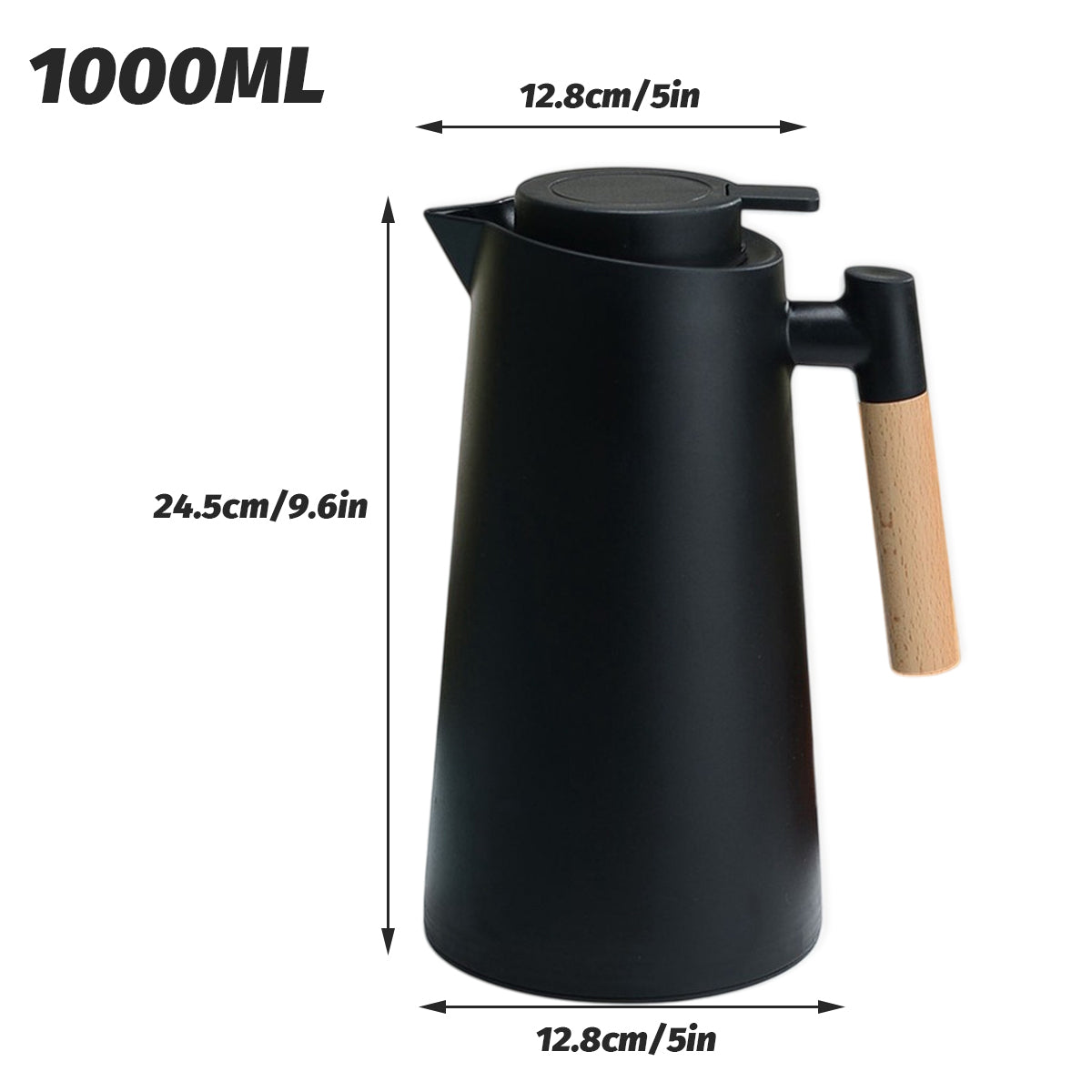 2pcs 1000ml Thermal Coffee Pots with Wooden Handle