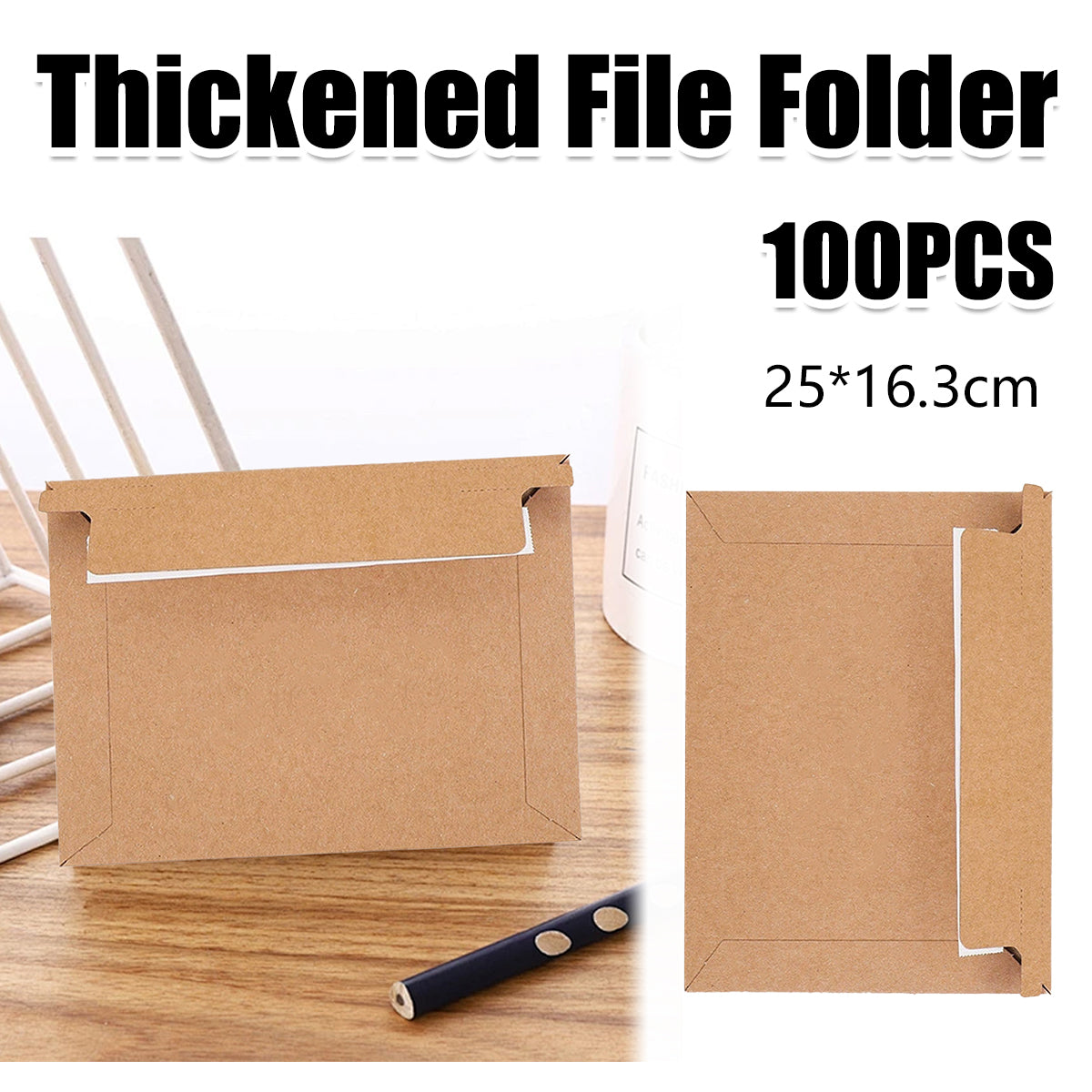 100 Pcs Waterproof Archive File Envelopes Kraft Self-Seal