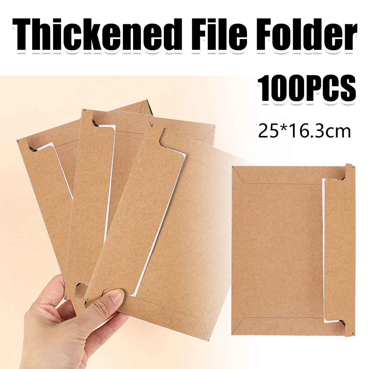 100 Pcs Waterproof Kraft File Envelopes Self-Seal