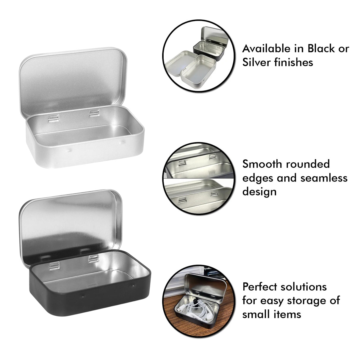 20pcs Flip Top Tin Storage Boxes for Crafts