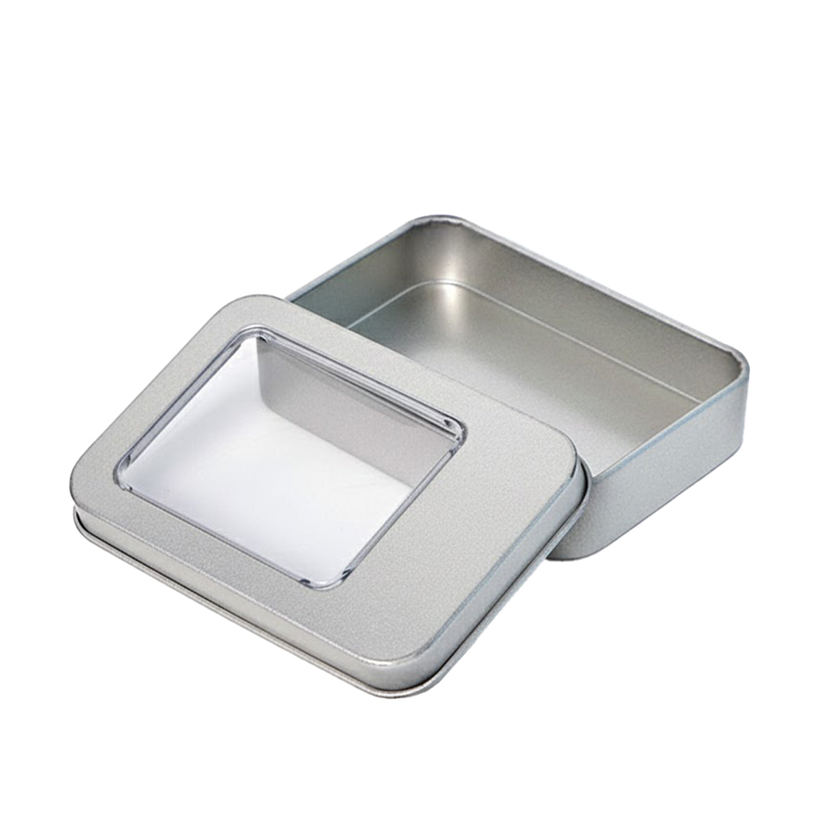 10 Pcs Tin Storage Box with Clear Window Flip Lid