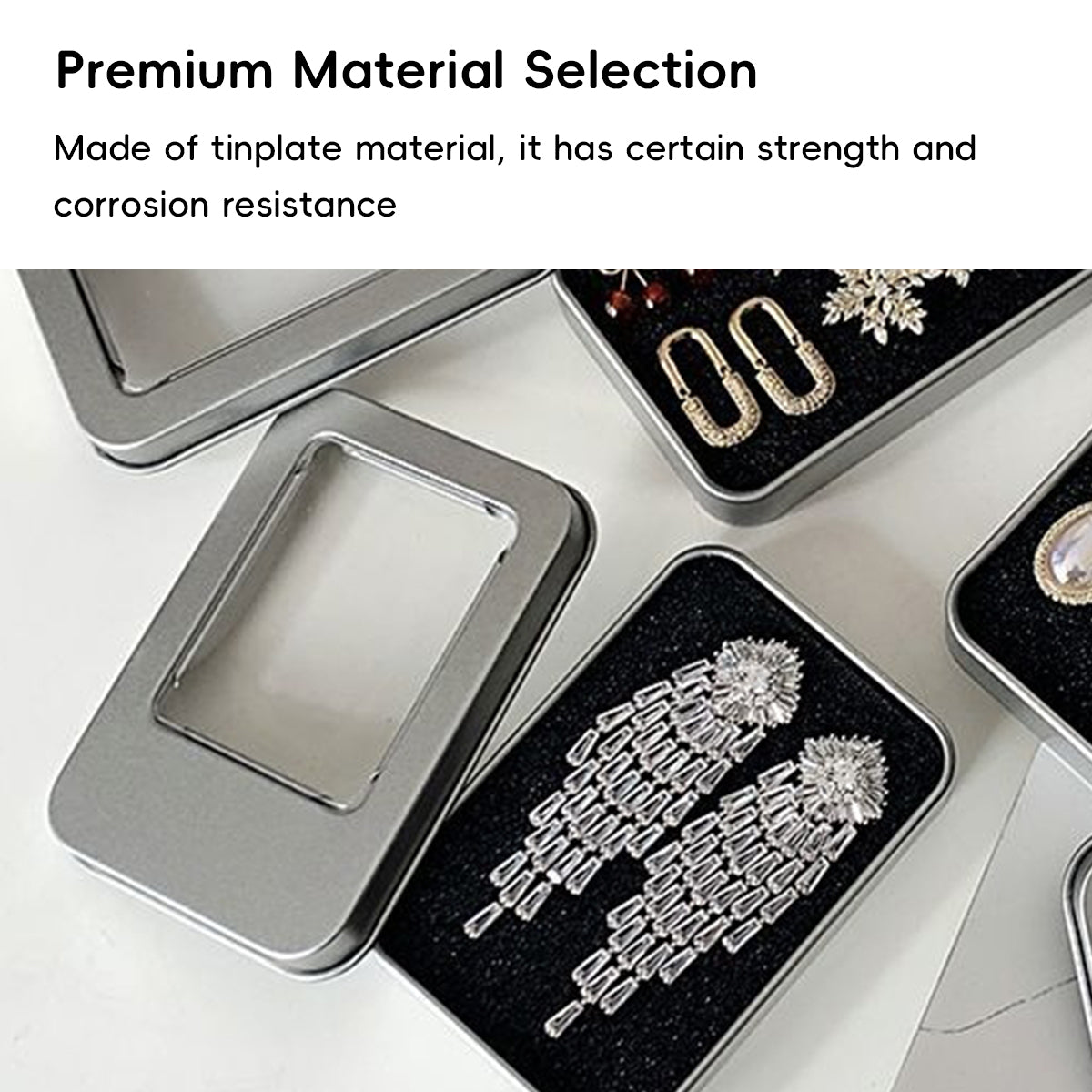 10 Pcs Tin Storage Box with Clear Window Flip Lid