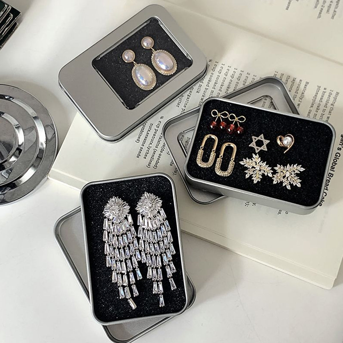 10 Pcs Tin Storage Box with Clear Window Flip Lid