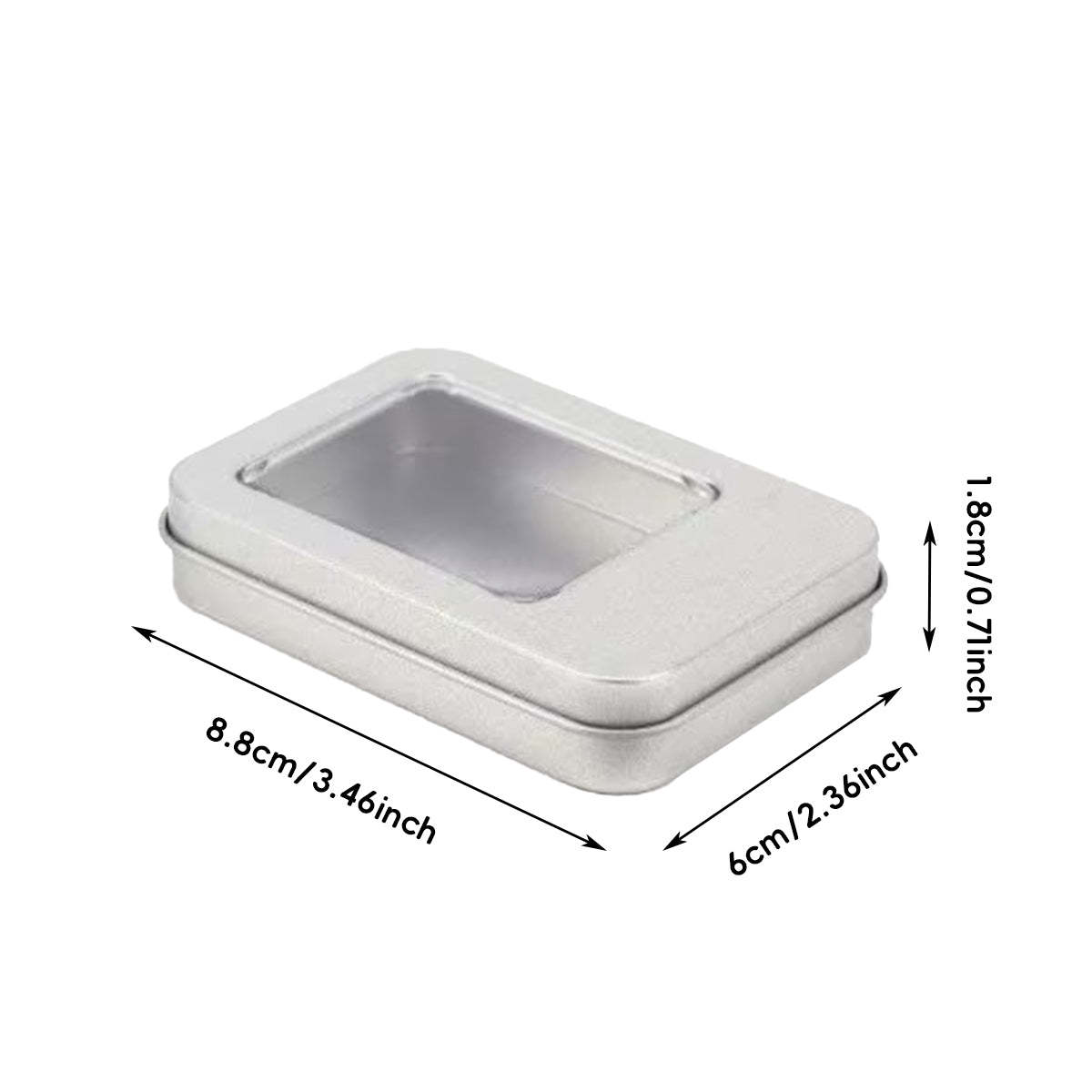 10 Pcs Tin Storage Box with Clear Window Flip Lid