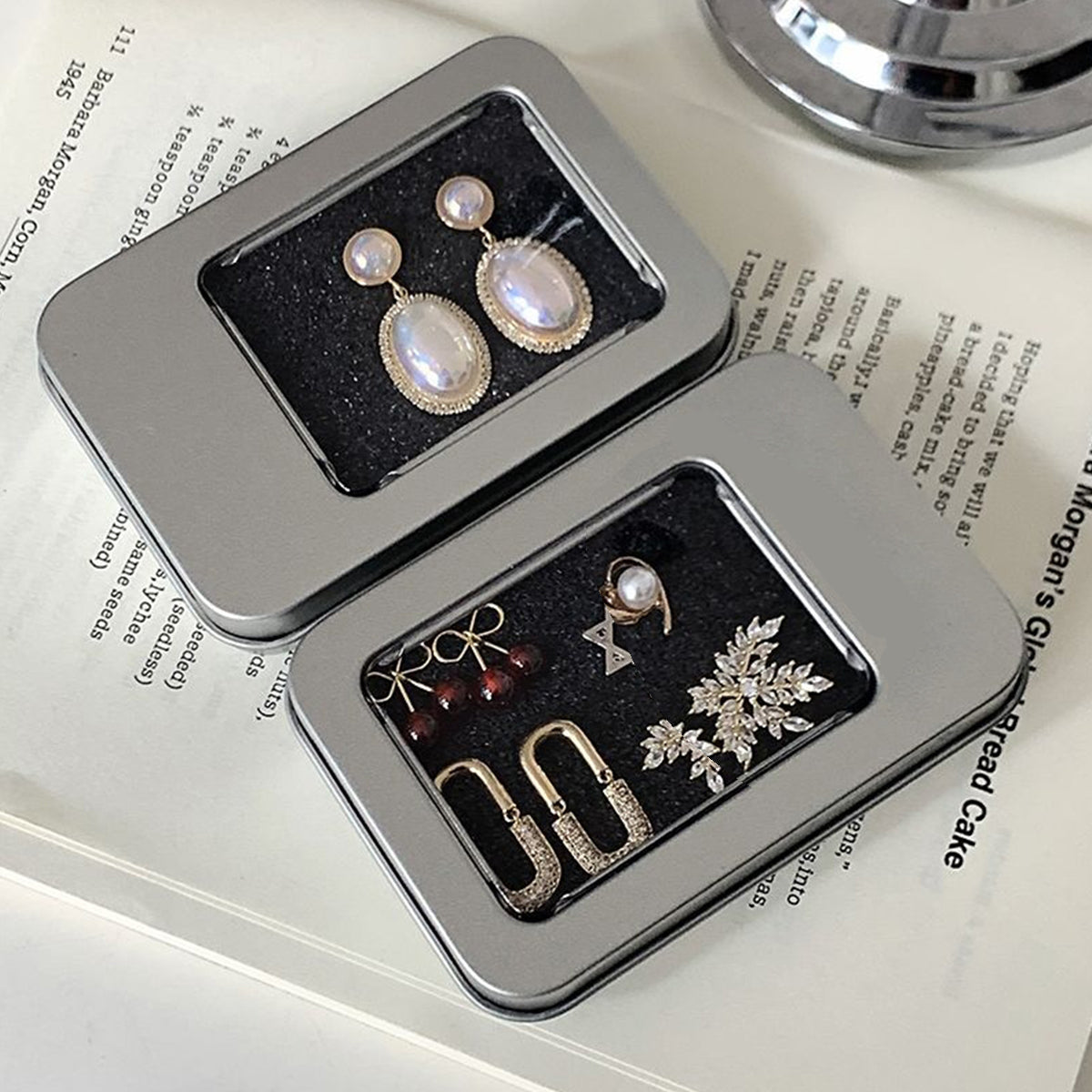 10 Pcs Tin Storage Box with Clear Window Flip Lid