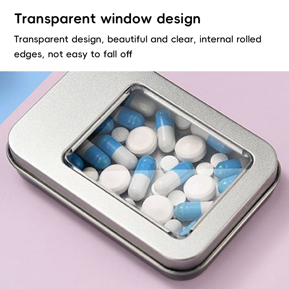 10 Pcs Tin Storage Box with Clear Window Flip Lid