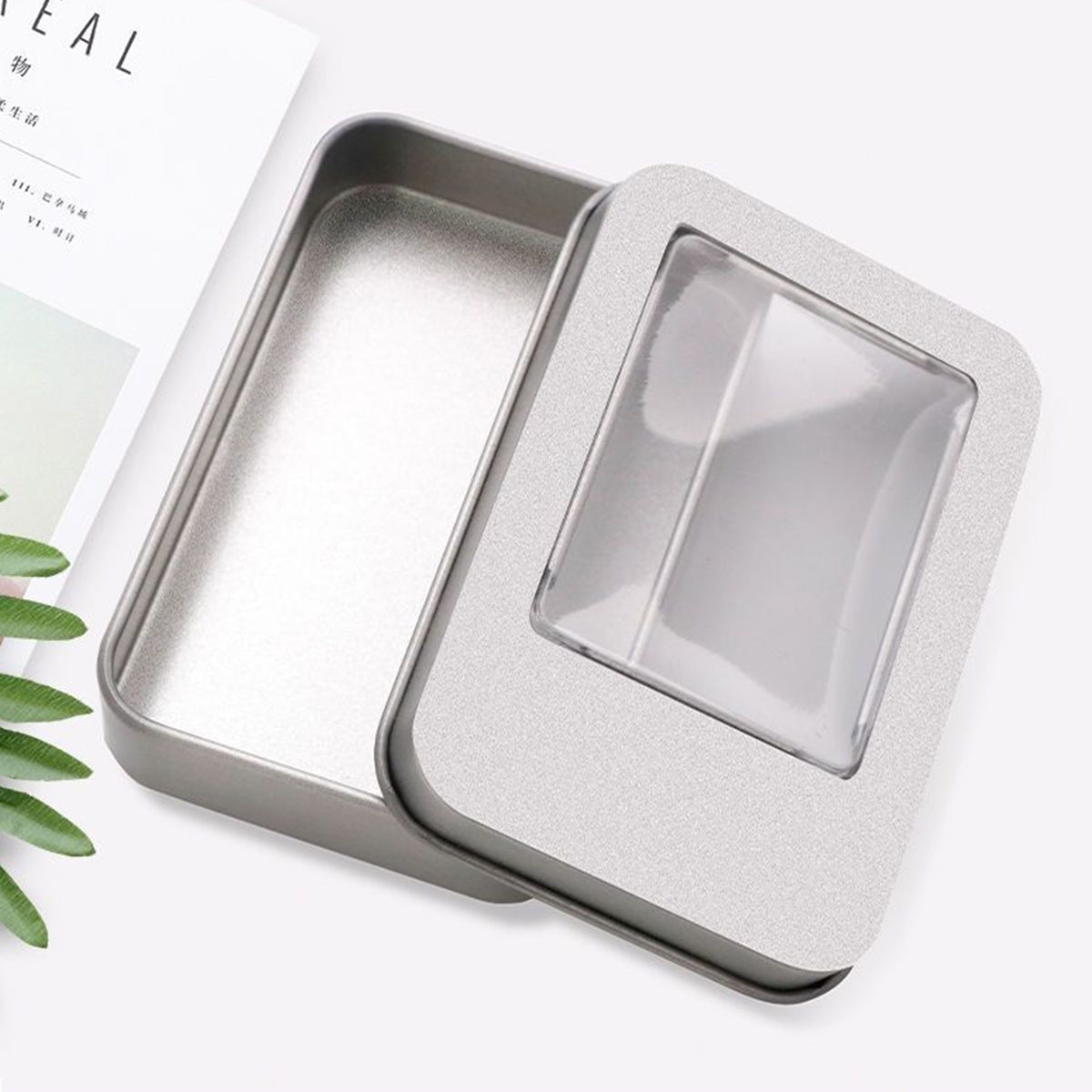 10 Pcs Tin Storage Box with Clear Window Flip Lid