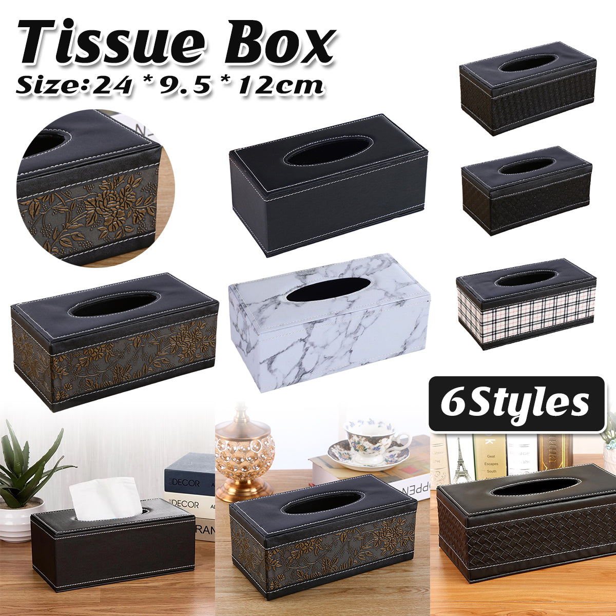 PU Leather Tissue Box Holder for Home Office