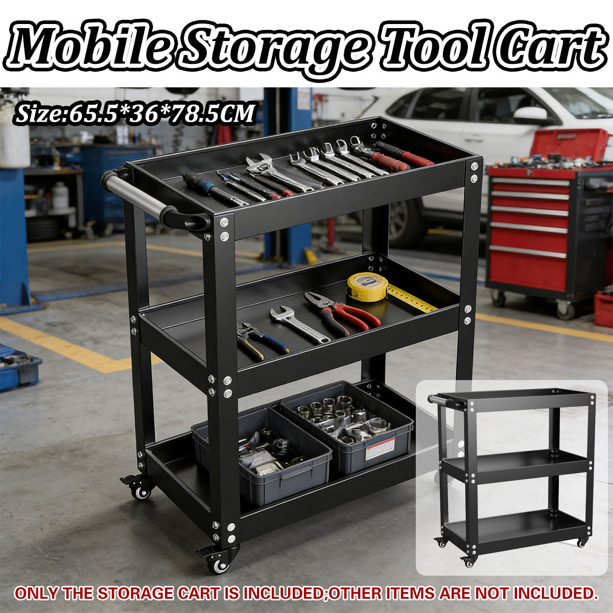 3 Tier Mobile Storage Tool Cart for Garage
