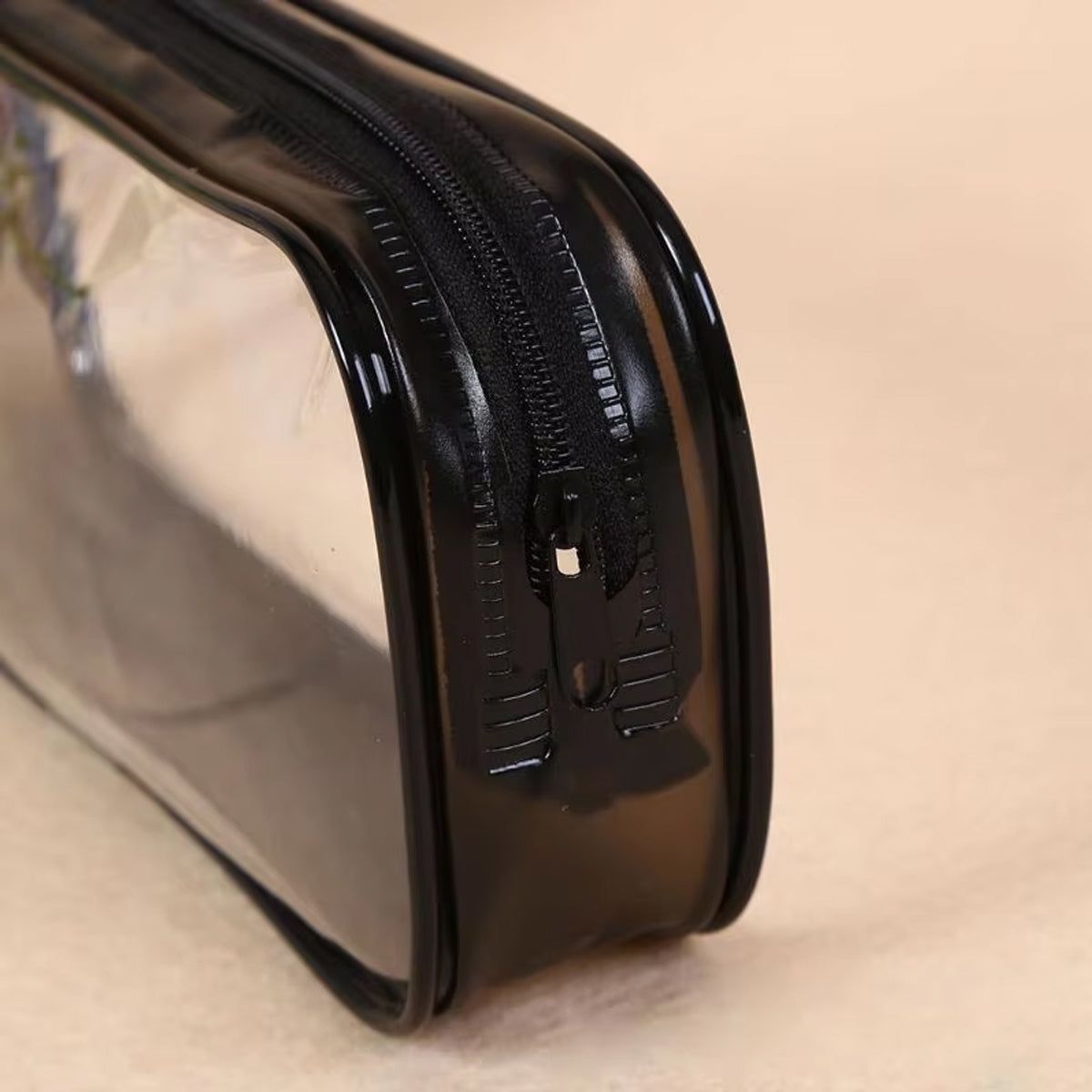 8 Pcs Transparent Pencil Case Set Waterproof PVC Black/White Zips