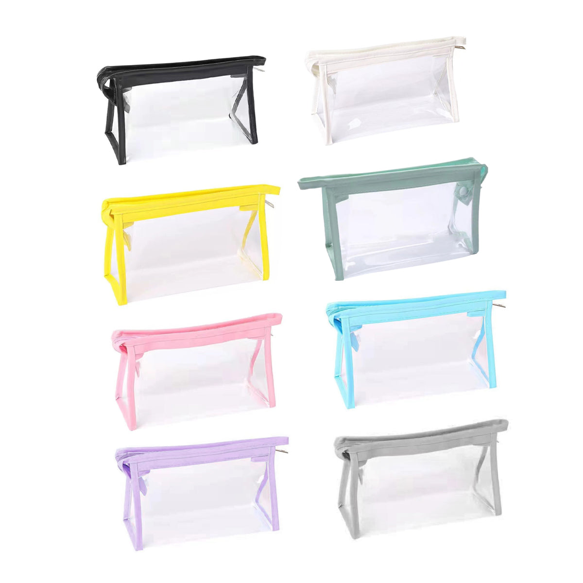 2 Pcs Transparent PVC Pencil Case with Colourful Zipper