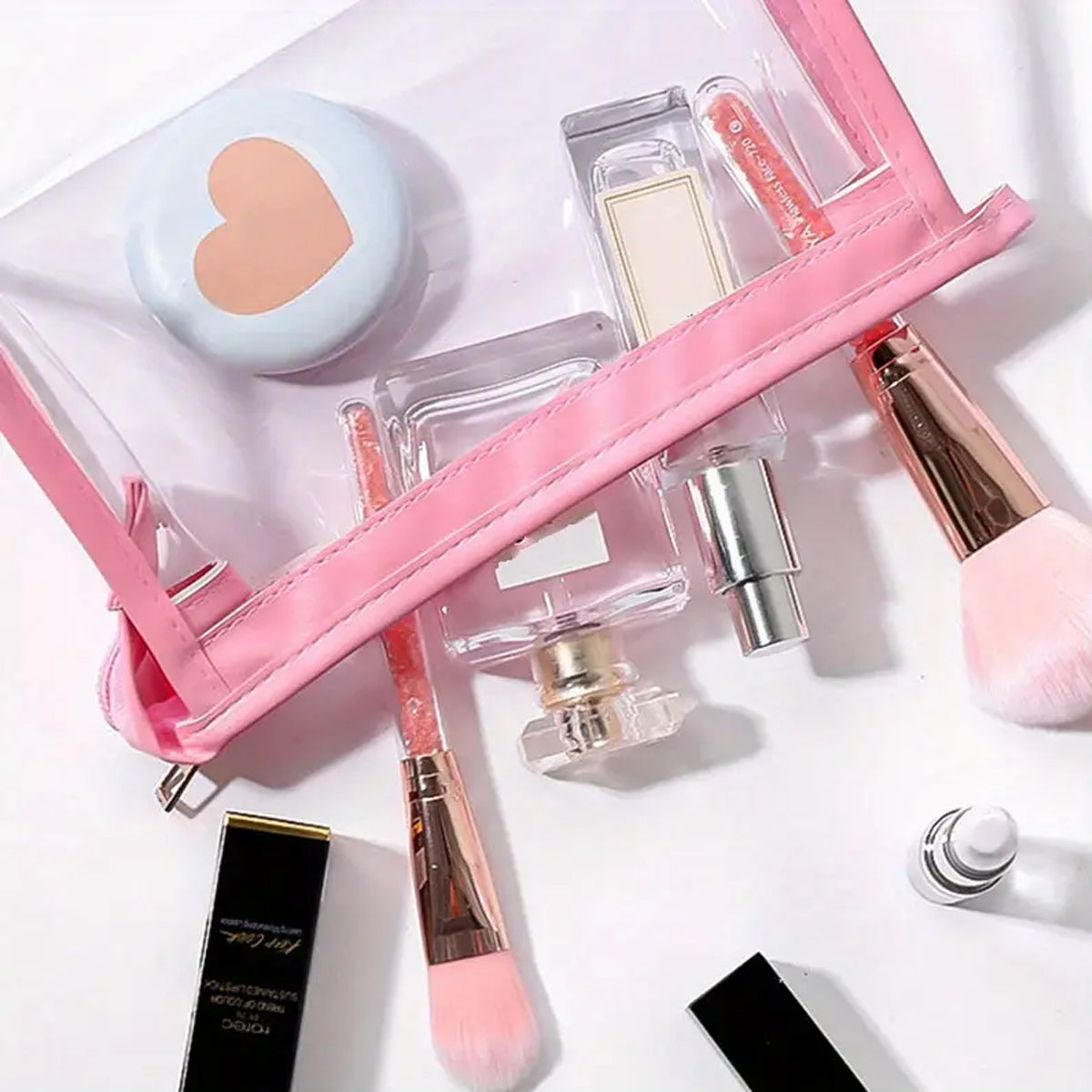 2 Pcs Transparent PVC Pencil Case with Colourful Zipper