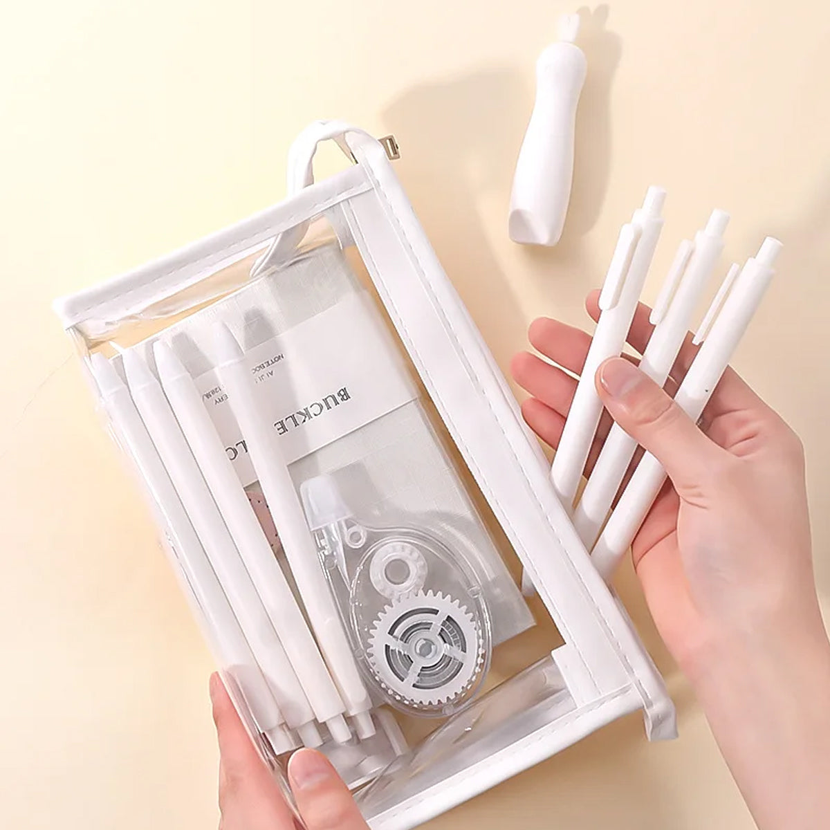 2 Pcs Transparent PVC Pencil Case with Colourful Zipper