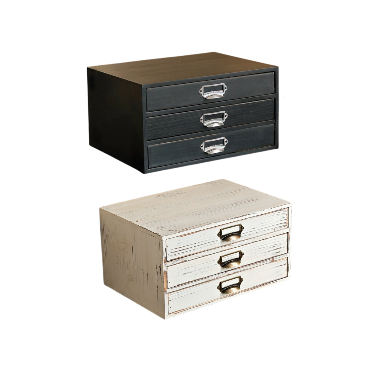 Vintage Solid Wood 3-Drawer Storage Organiser