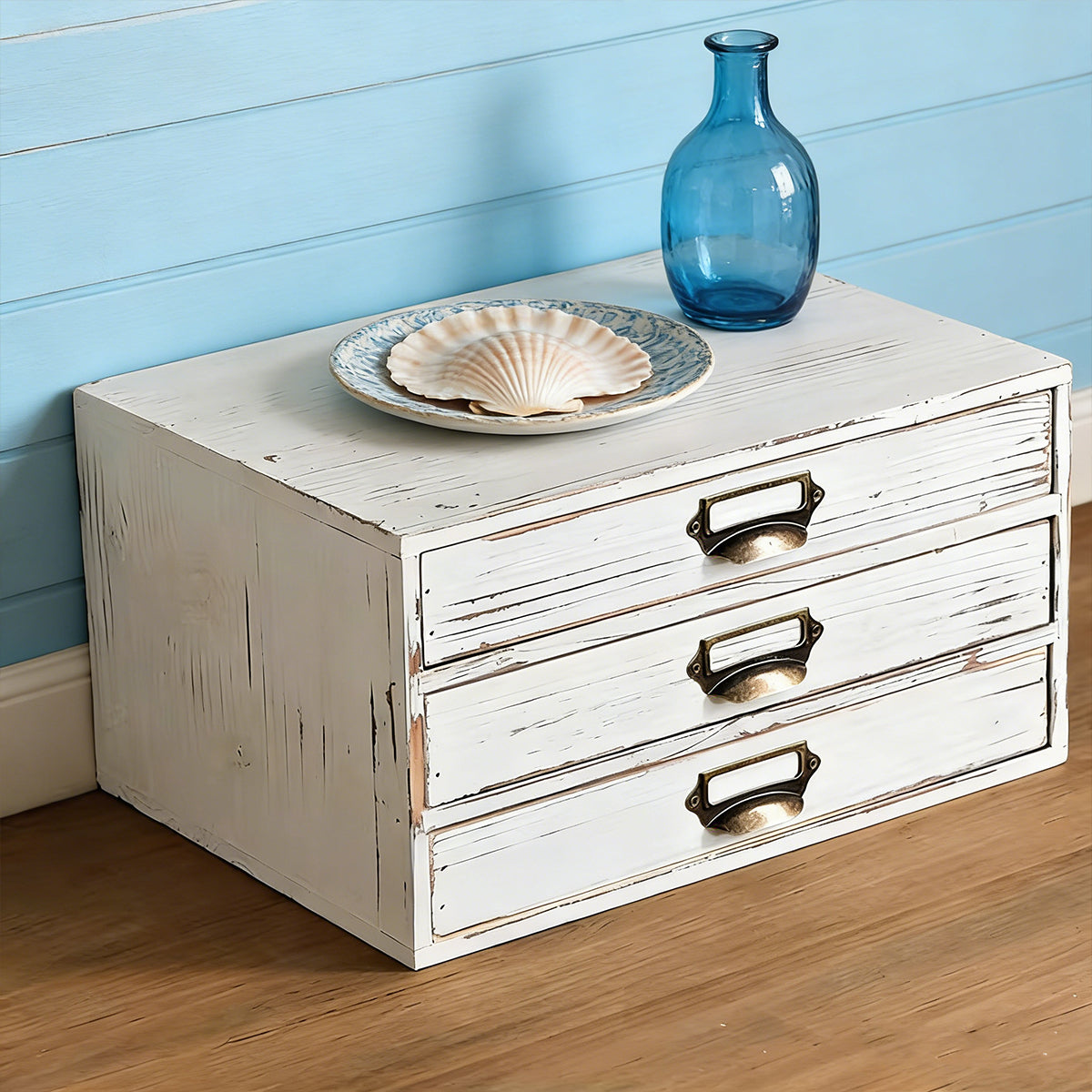 Vintage Solid Wood 3-Drawer Storage Organiser