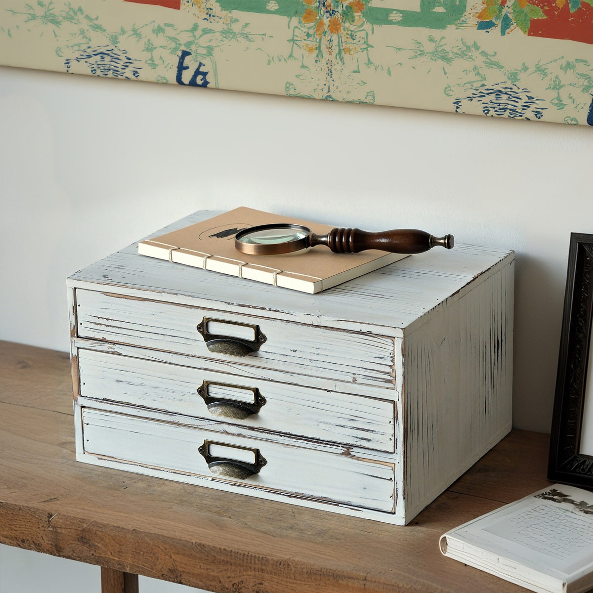 Vintage Solid Wood 3-Drawer Storage Organiser