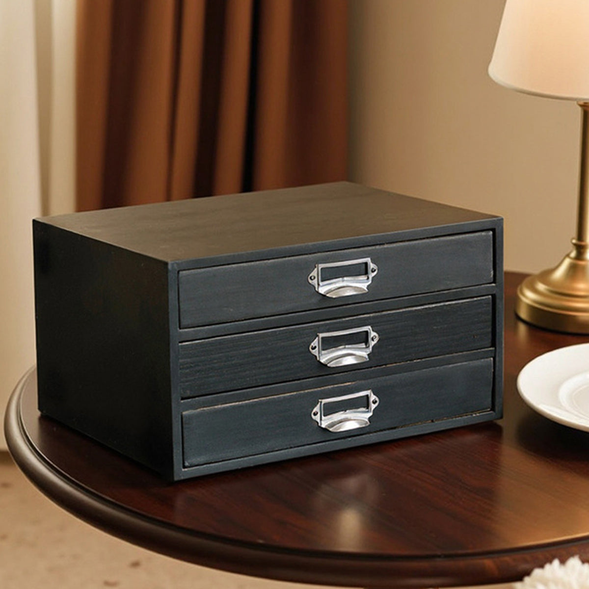 Vintage Solid Wood 3-Drawer Storage Organiser