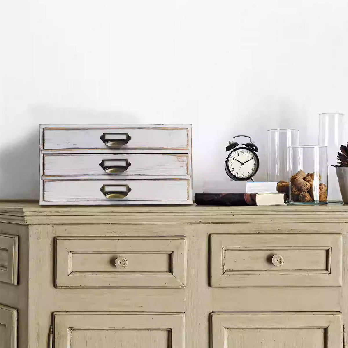 Vintage Solid Wood 3-Drawer Storage Organiser
