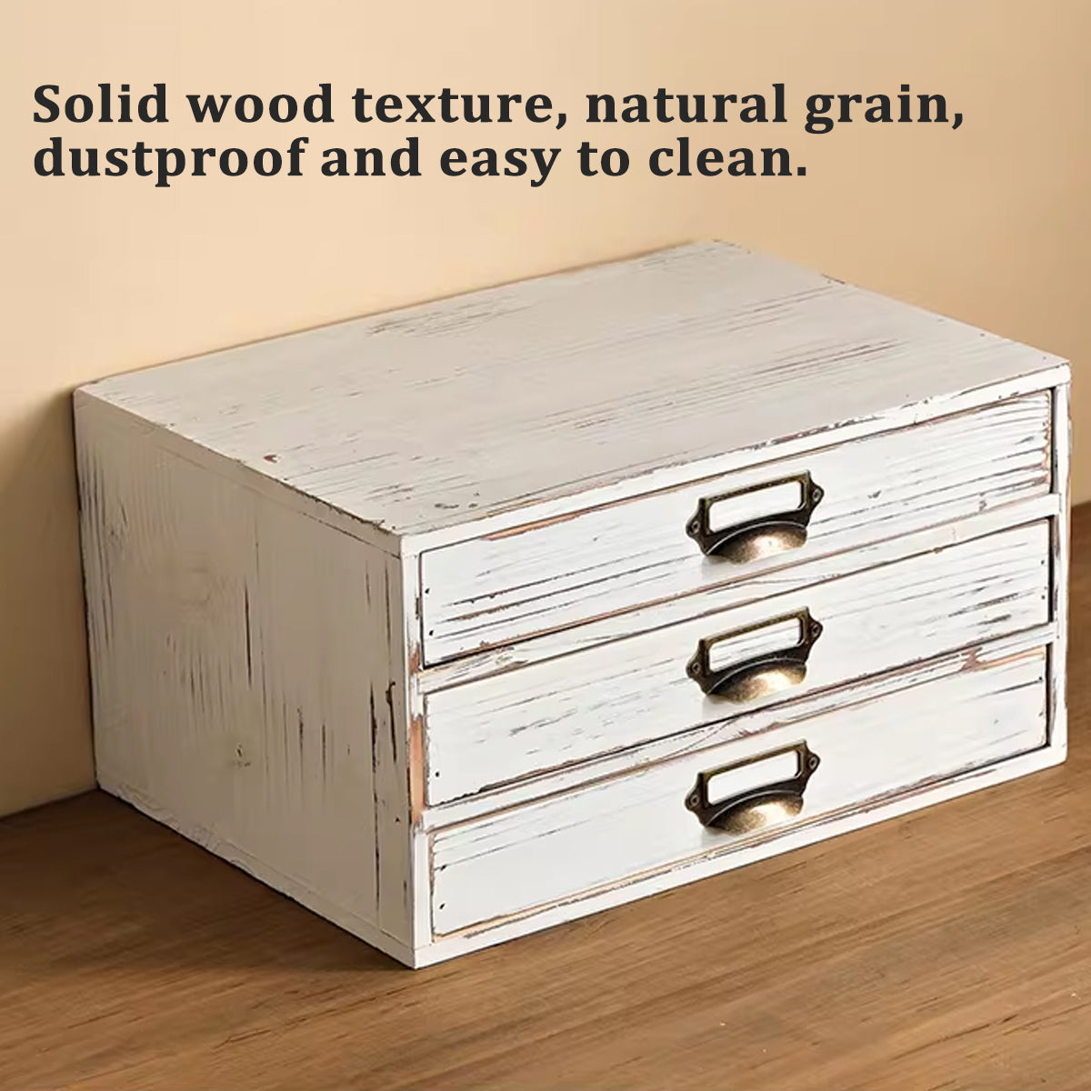 Vintage Solid Wood 3-Drawer Storage Organiser