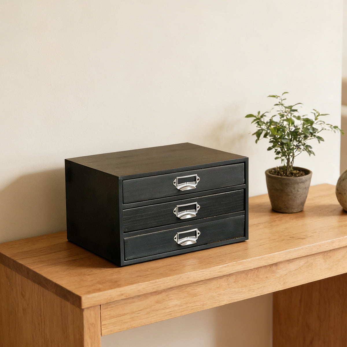 Vintage Solid Wood 3-Drawer Storage Organiser