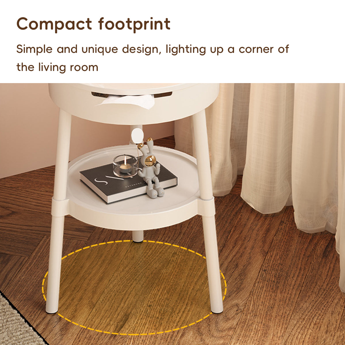 Minimalist Round Side Table with Tissue Box