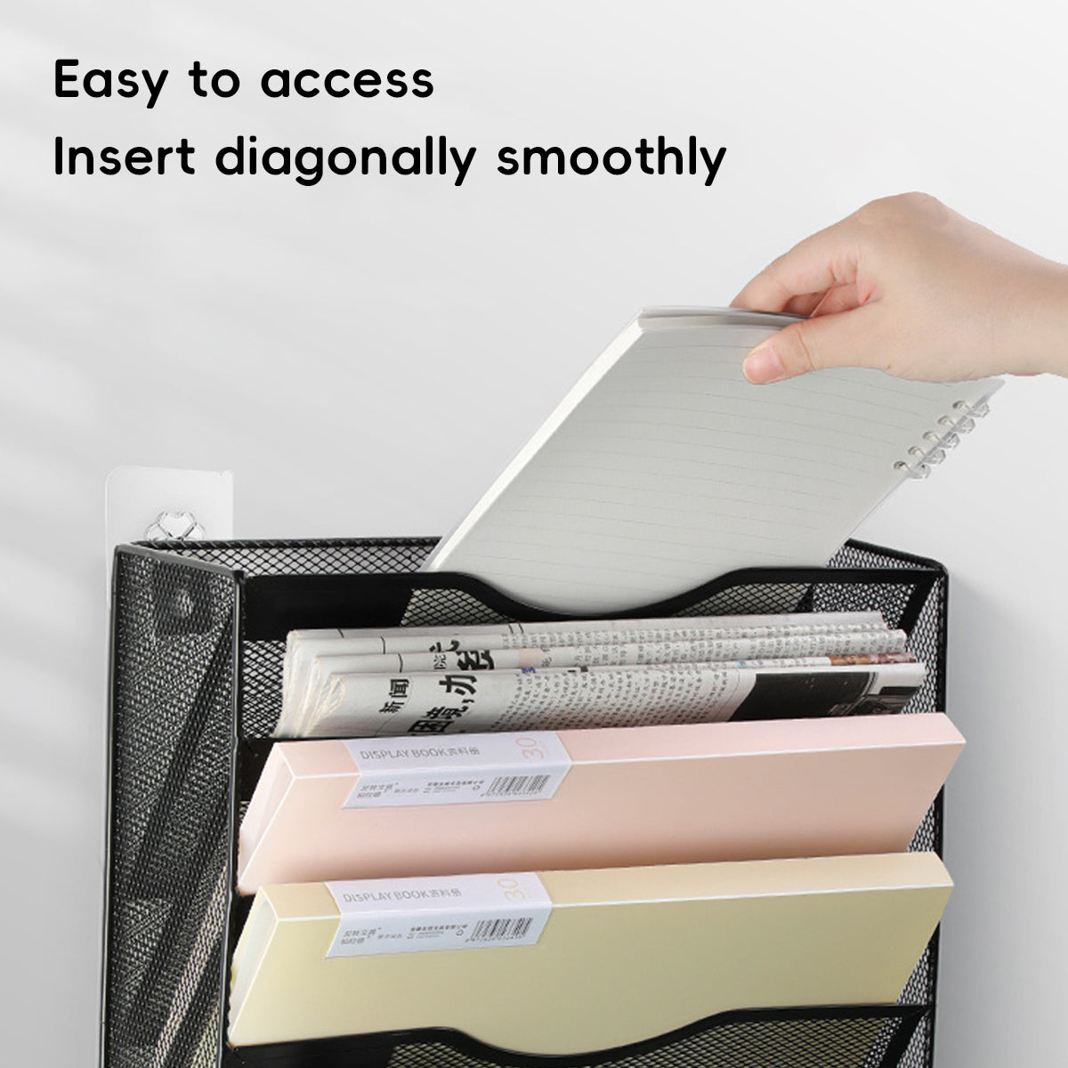 Wall-Mounted 5-Tier Metal Mesh File Organiser Rack