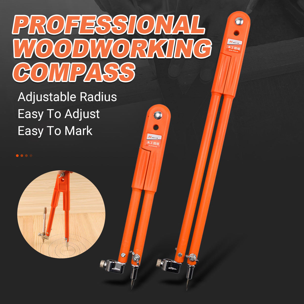 Carpenter Compass Drawing Tool Adjustable Radius for Drafting