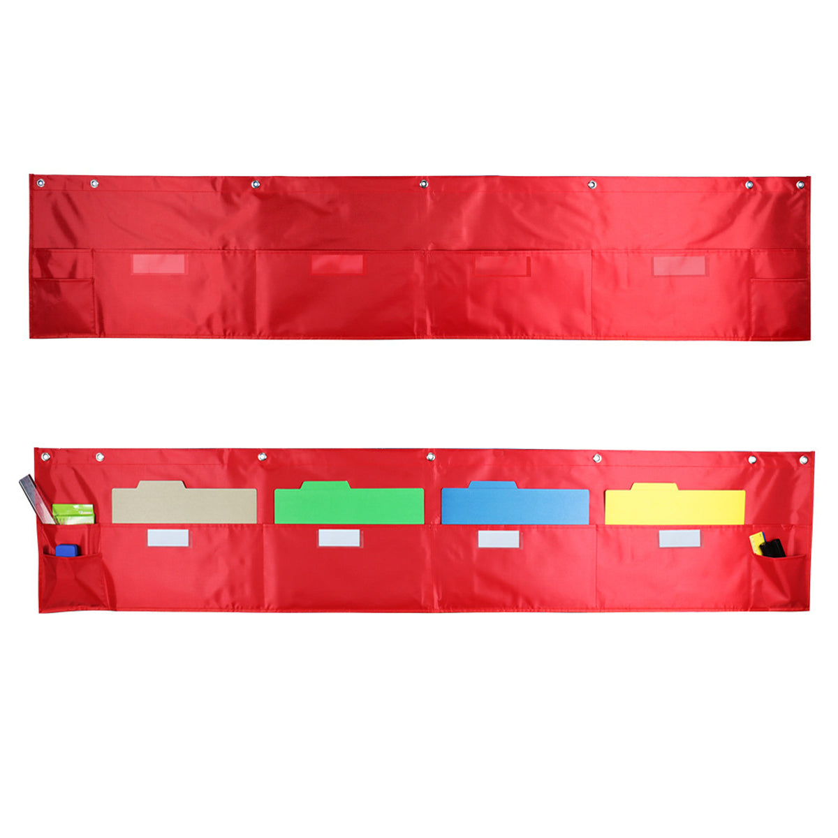 Wall-Mounted File Storage Hanging Bag Waterproof Multi Pocket Red