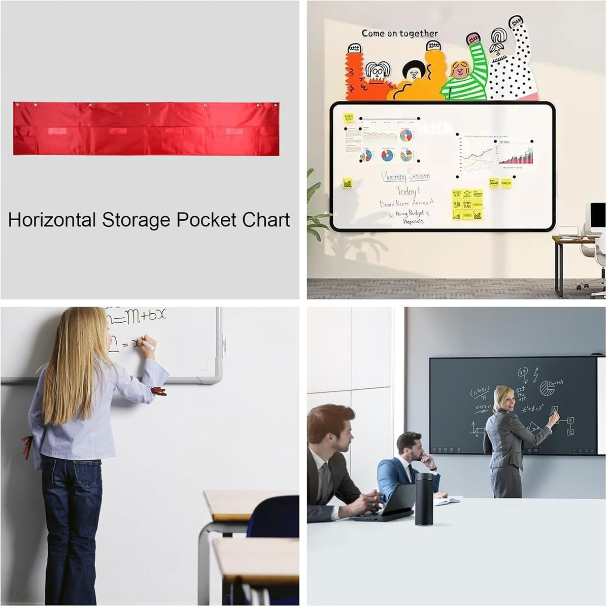 Wall-Mounted File Storage Hanging Bag Waterproof Multi Pocket Red