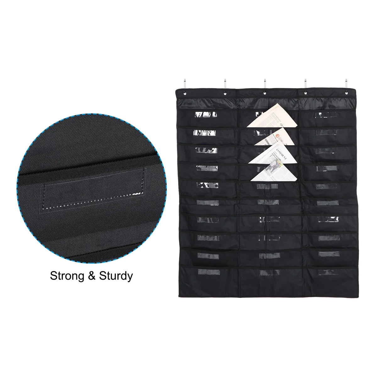 30 Pockets Wall Mounted File Organizer Oxford Cloth Black