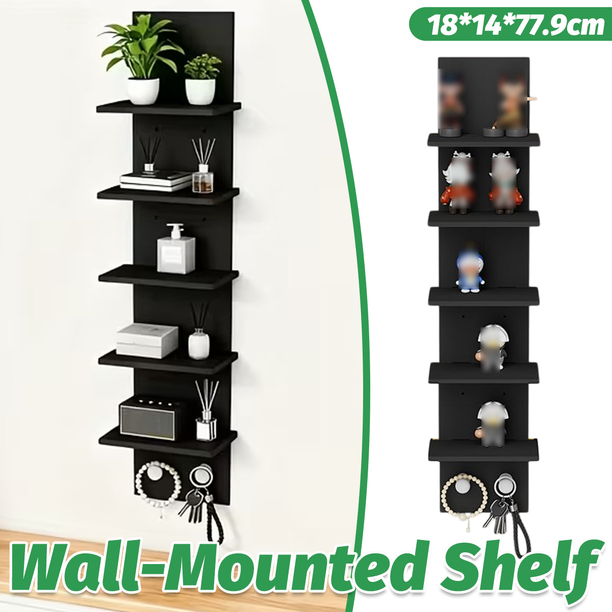 5-Tier Wall-Mounted Shelf with 40lbs Load Capacity