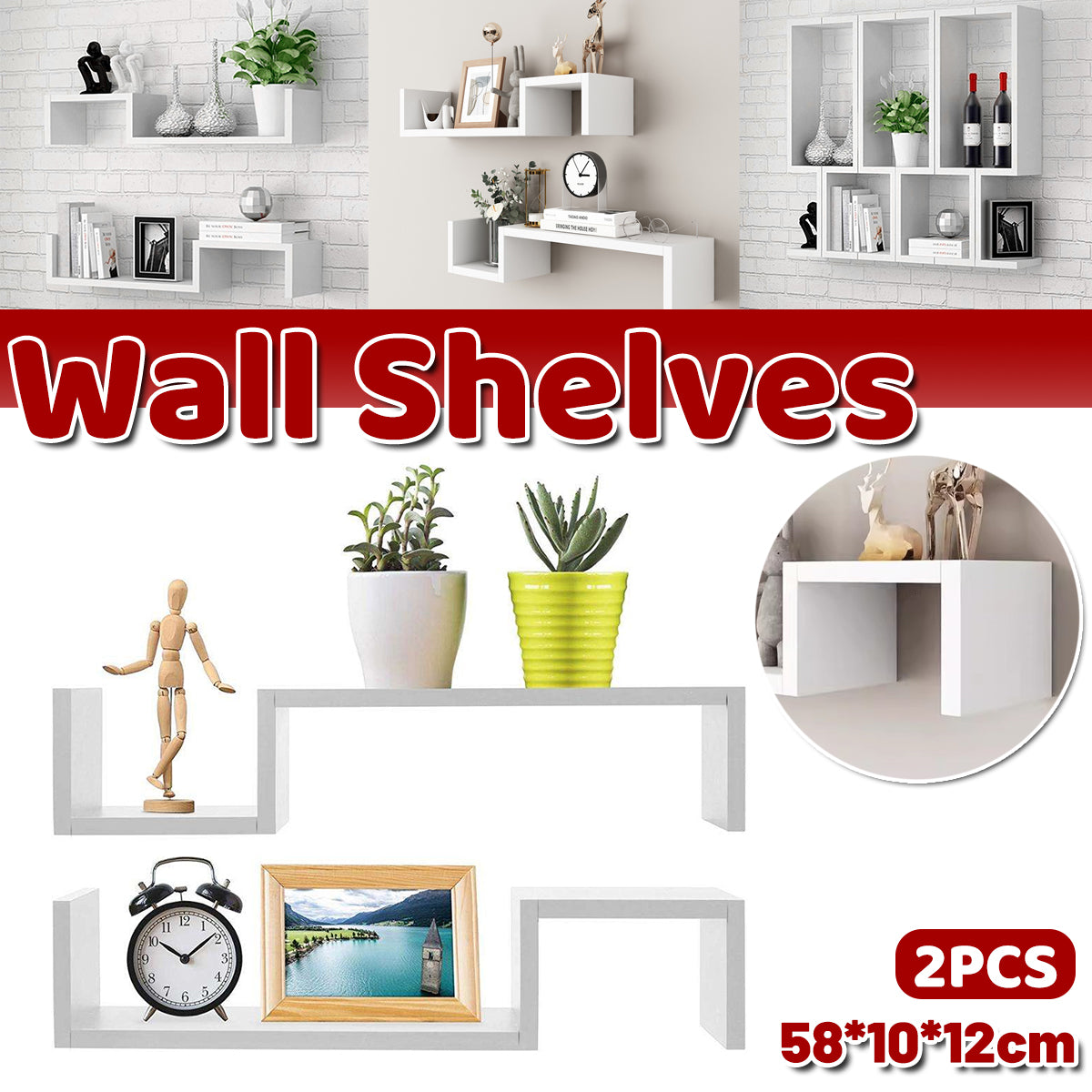 Wall Mounted Wooden Storage Shelf Multi Layer Display Rack