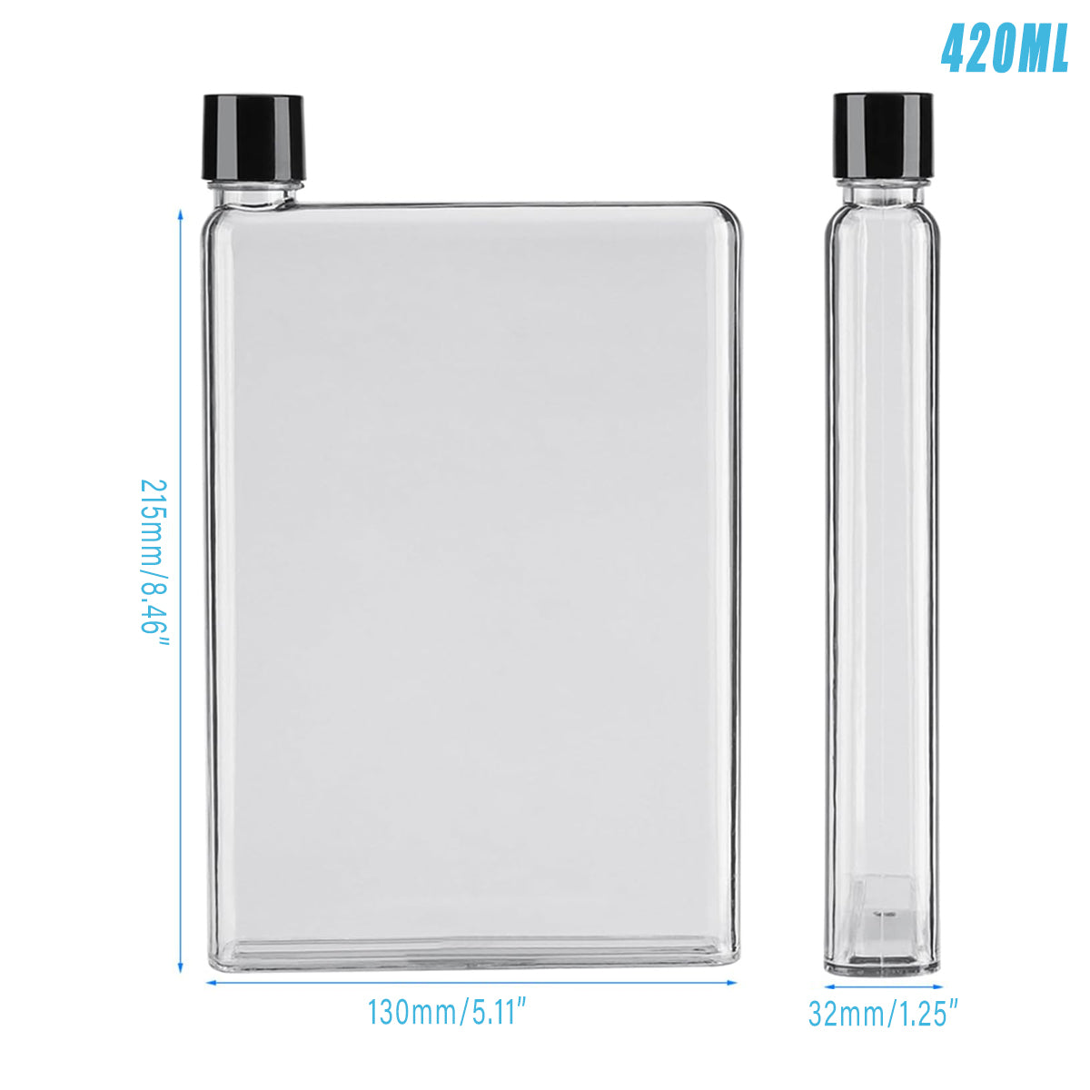 420ml Flat Plastic Water Bottle for Sports Travel