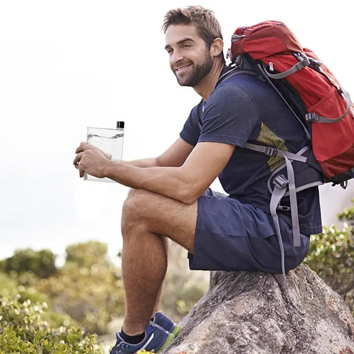 420ml Flat Plastic Water Bottle for Sports Travel