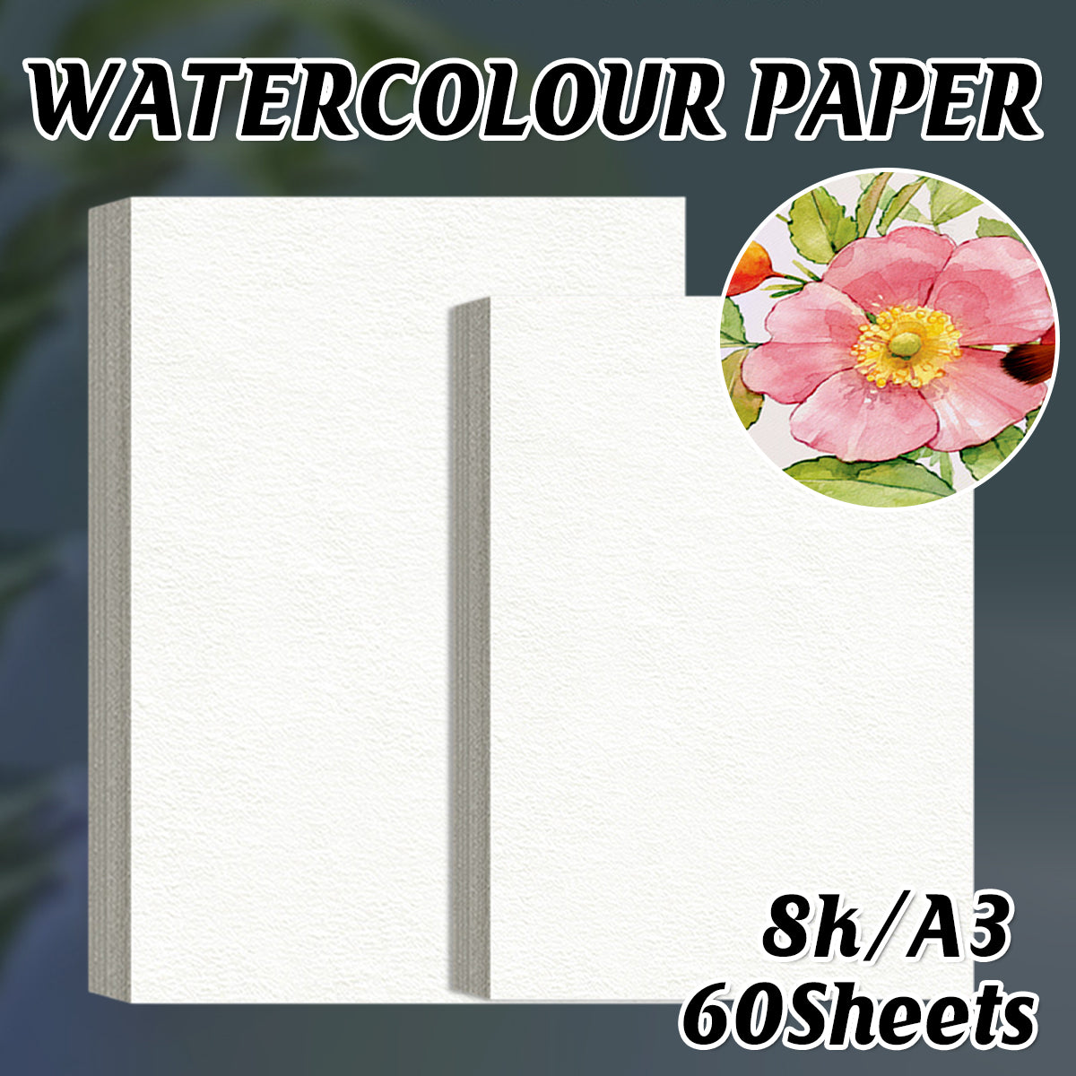 60 Sheets A3 Watercolour Paper 230gsm for Painting