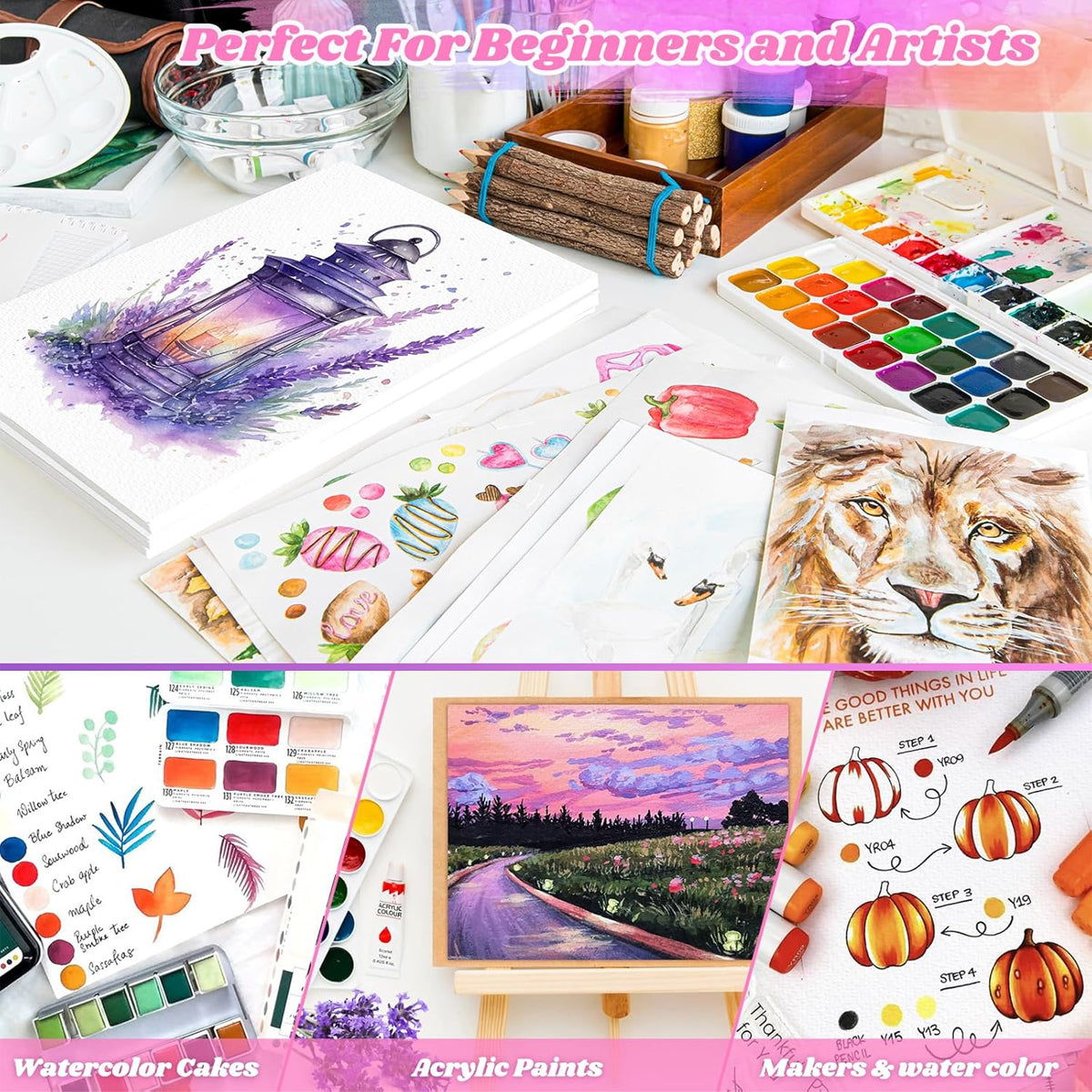 60 Sheets A3 Watercolour Paper 230gsm for Painting