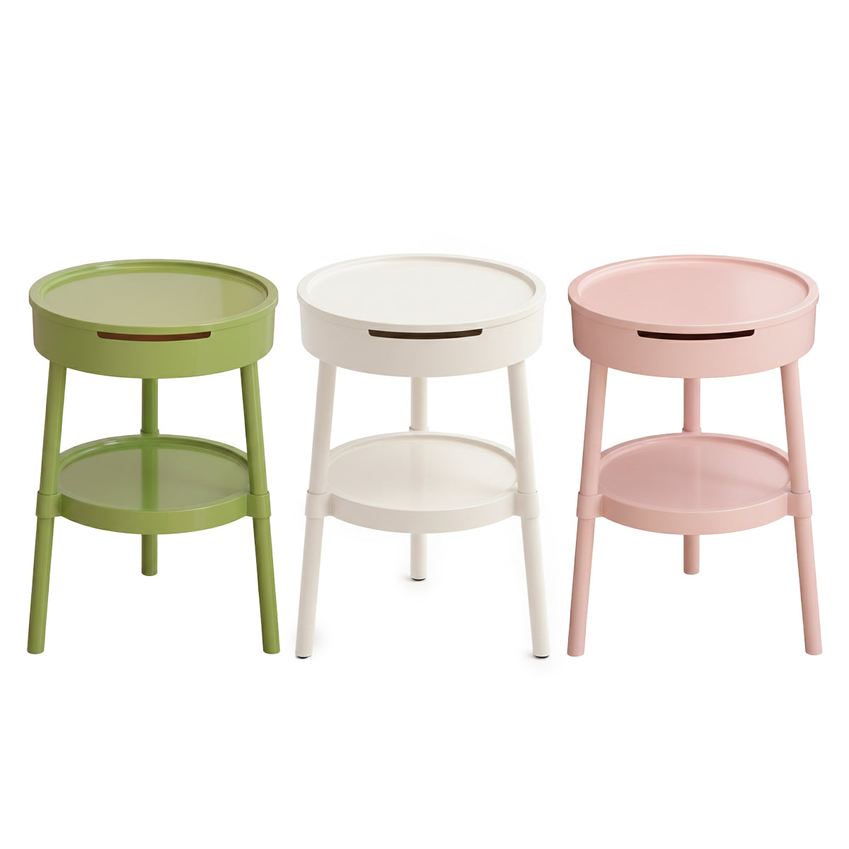 Minimalist Round Side Table with Tissue Box