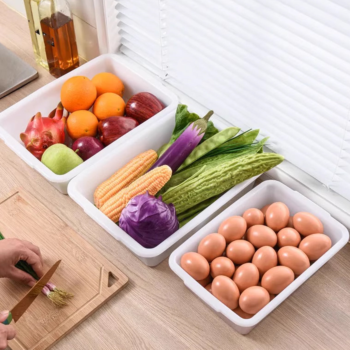 10pcs White Plastic Kitchen Storage Containers