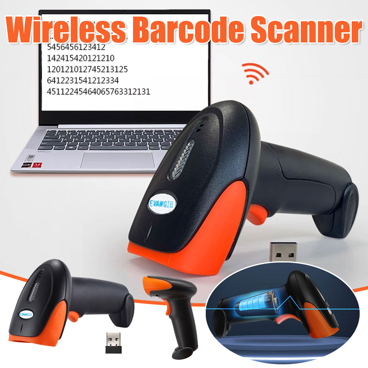 Wireless 2D Barcode Scanner Handheld QR Code Scanning Gun