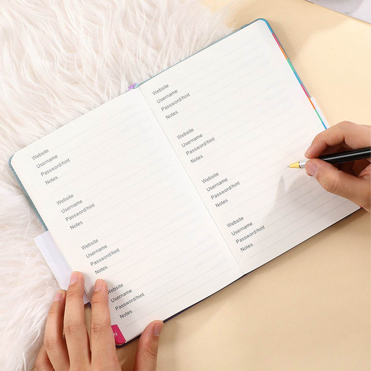 A5 Password Book with Alphabetical Tabs and Planning Stickers