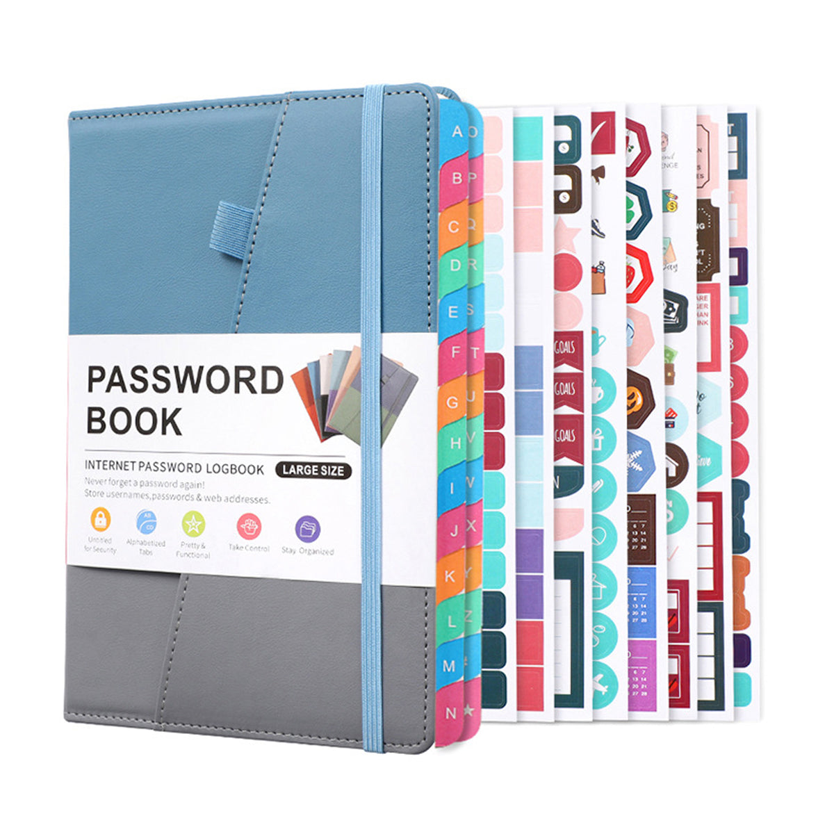 A5 Password Book with Alphabetical Tabs and Planning Stickers